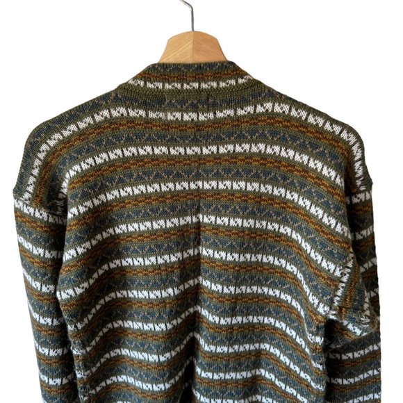 The Alpaca Connection Peru Handmade Stripped Button Front Cardigan Pockets - Picture 14 of 16